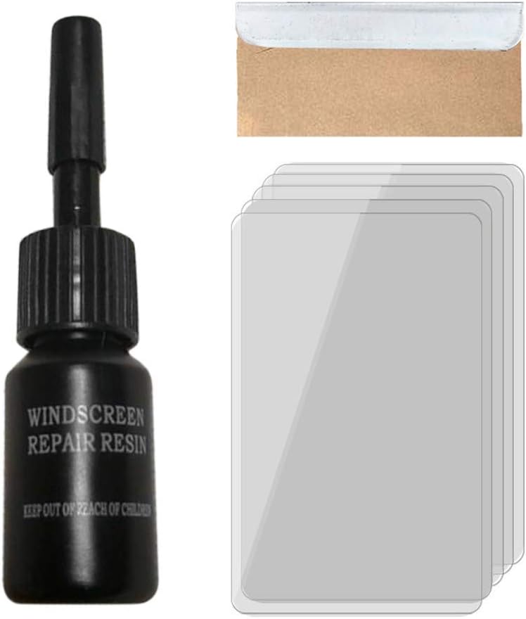 JunLai888 Automotive Glass Nano Repair Fluid-Car Windshield Repair Resin Cracked Glass Repair Kit,Glass Corrector Set, Crack Repairing for Car (Black, 1)