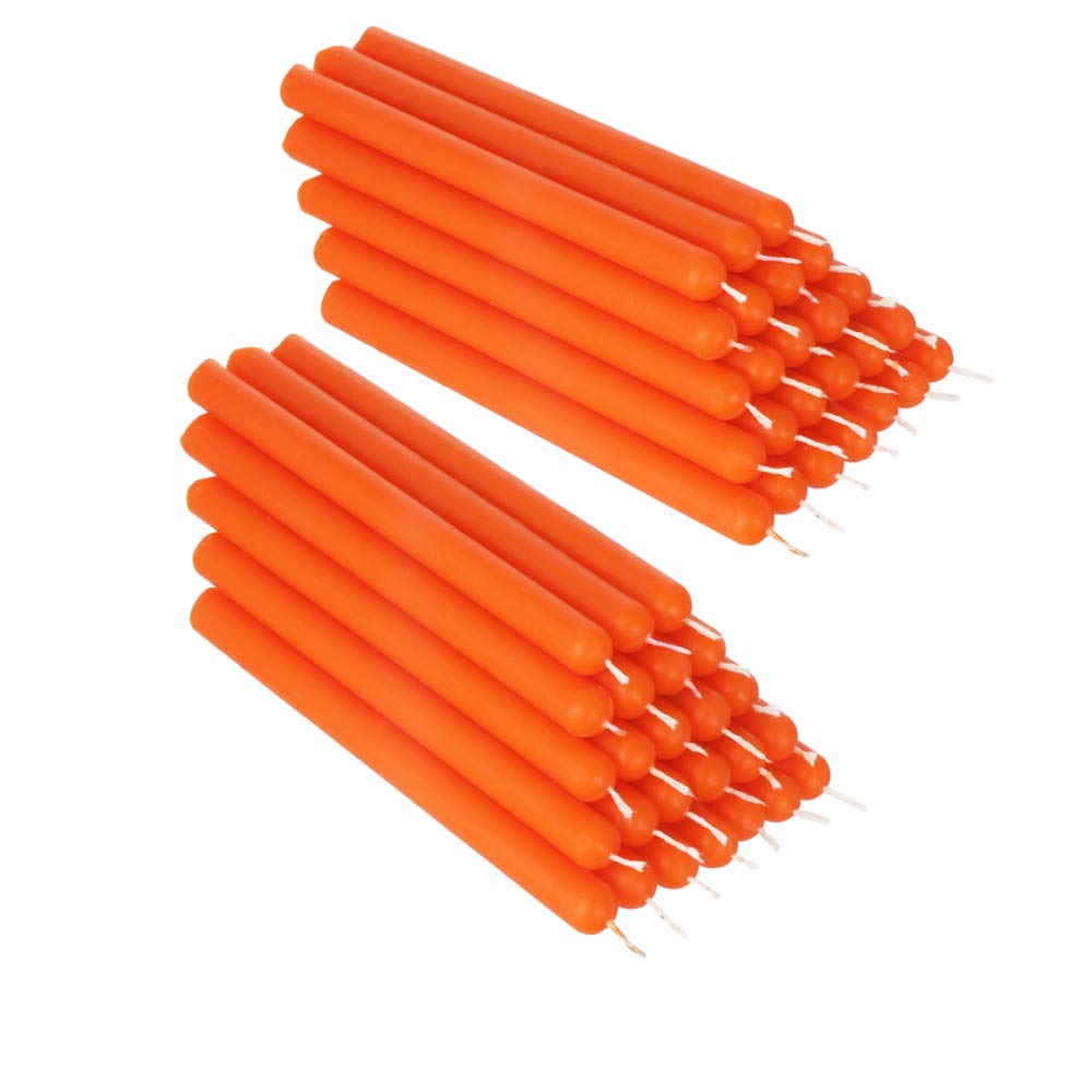 NKlaus 50x Orange Beeswax 12cm sootfree Handmade Table Candle Ritual Candle drip Candles 36344