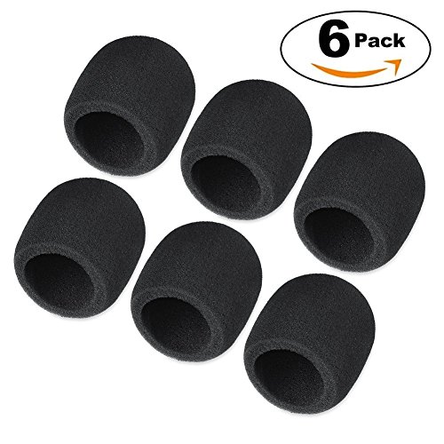 (6 Pack) Thicken Microphone Windscreen, Upgraded Foam Mic Cover, Professional Pop Filter for Your Recording, Broadcasting and Audio (Black) - Thumbnail 6