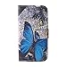 L70 Case, LG Optimus L70 Case Gift_Source [Slim Fit] Folio Leather Stand [Wallet] Shell Cover with Card Holder Compatible with LG Optimus L70 [Blue Butterfly Pattern ] ,Sent Screen Protector + Stylus Pen