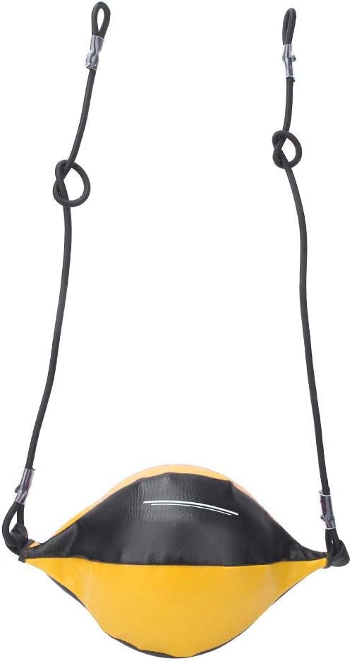 Inflatable Boxing Ball, Double End Speed Punch Rebound Ball, Training Equipment, PU Leather, Yellow and Black, 35cm Length