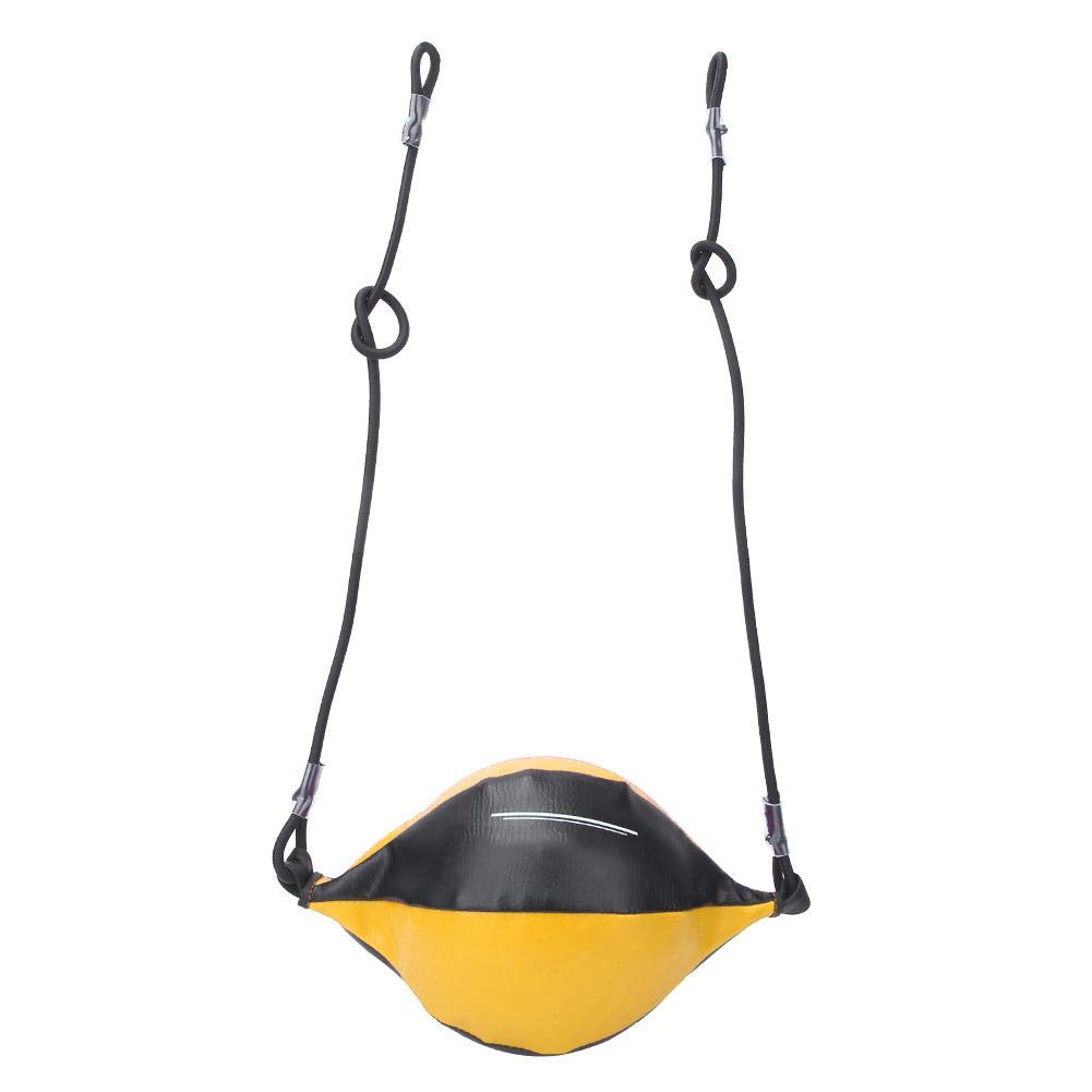 Inflatable Boxing Ball, Double End Speed Punch Rebound Ball, Training Equipment, PU Leather, Yellow and Black, 35cm Length, 20cm Diameter