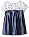 Calvin Klein Girls' Eyelet with Denim Tunic and Stretch Jersey Leggings, Multi, 5