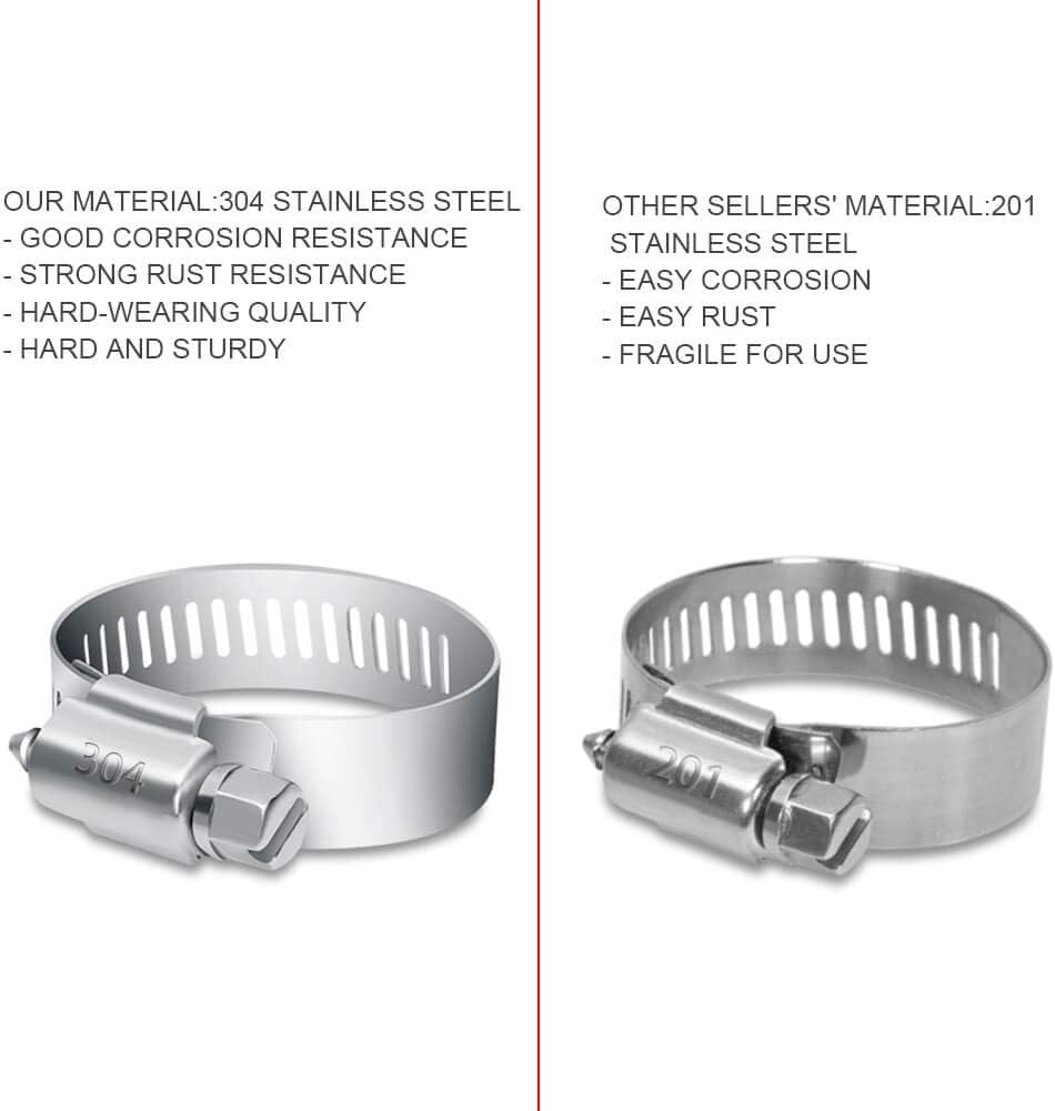 Selizo 40Pcs Hose Clamp Including 7 Sizes Adjustable Pipe Tube Clamps 304 Stainless Steel Hose Clips, Silver - Image 5
