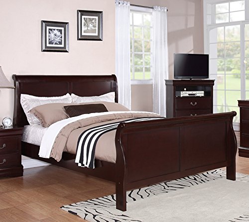 Sleigh Bed in Rich Cherry Finish, Queen: 66 in. L x 63 in. W x 48 in. H 719927-OG-164284-O-850005