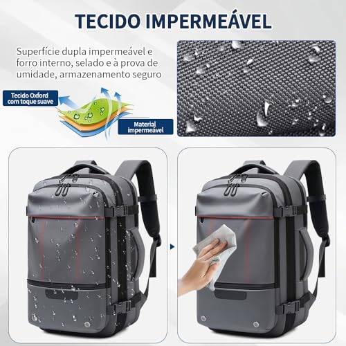 Mochila Vacuo, Mochila Vacuo com Bomba, Mochila de Viagem a Vacuo de 60 L, Preto, Tecido Resistente a Salpicos, com Compartimento Dedicado para Portátil de 15,6'' e Bolsa de Separação Seca/Molhada