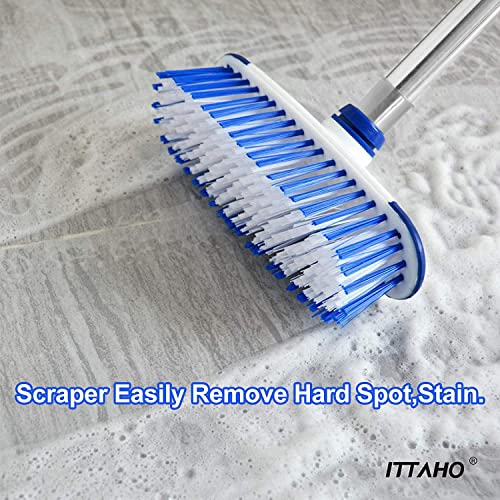 ITTAHO 12" Wide Floor Scrub Brush with Long Handle,Extendable Grout Cleaner Brush for Tile Floor