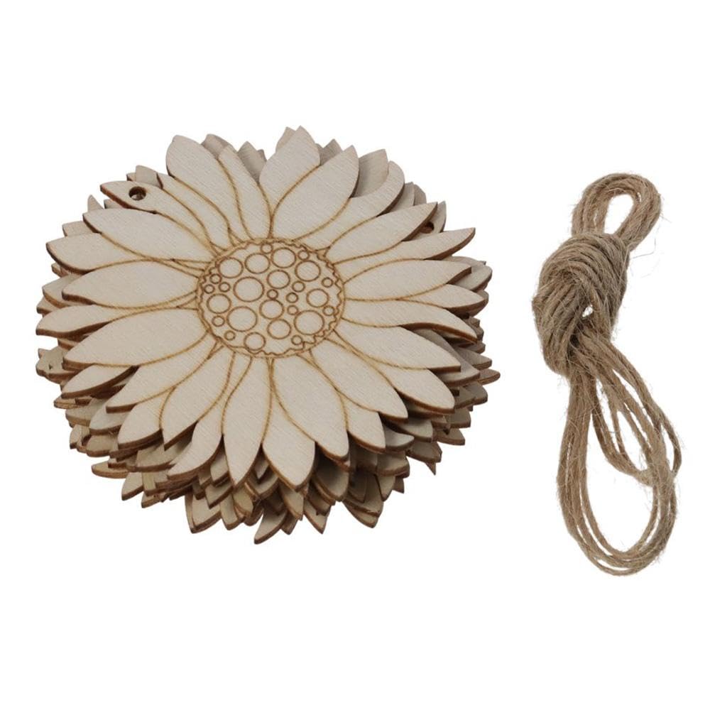 YYlingx 20Pcs Sunflower Wooden Cutouts, Unfinished Wooden Cutouts for DIY/Decoration