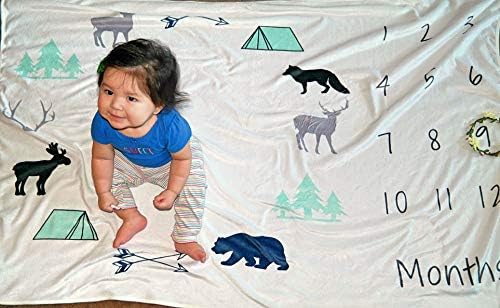 Monthly Baby Milestone Fleece Blanket for Newborn Girls, Boys and Twins: Huge (60X40) and Plush Photo Prop/Backdrop Mat