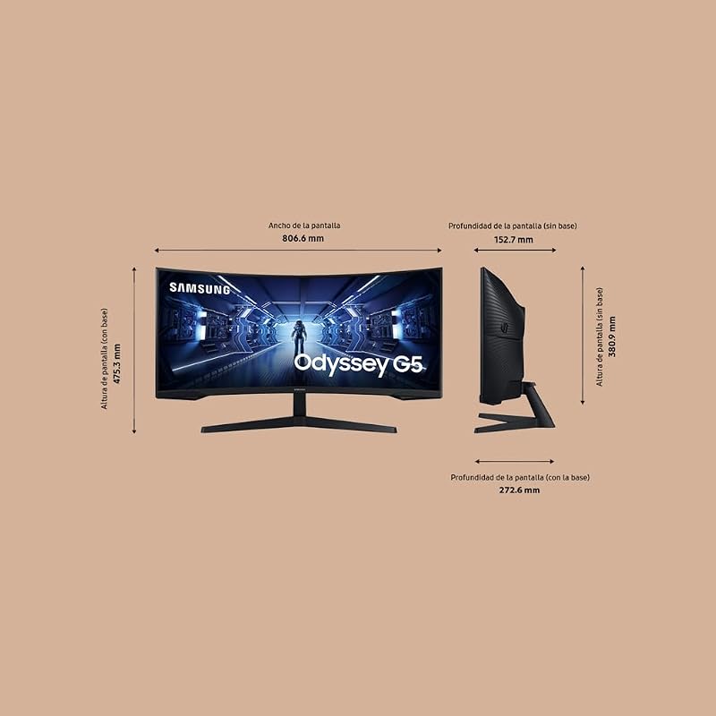 Monitor de jogos samsung lc34g55twwpxen 34" odyssey g5 (3440 x 1440, curvo, taxa de atualização de 165 hz, tempo de resposta de 1 ms, ultra wqhd, amd freesync premium, hdr, preto)