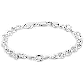 Vanbelle Sterling Silver Jewelry - Rhodium Plated with 925 Stamp - Fancy Infinity Link Chain Bracelet - Beautifully Handcrafted Hand-Made Bracelet Jewelry for Women - 7.5" Long