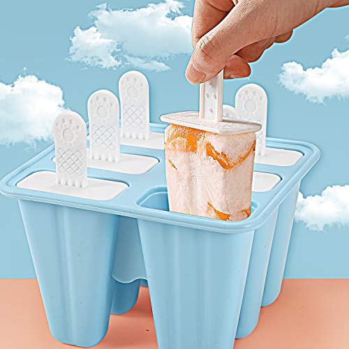 DIFENLUN Ice Pop Molds, 6 Easy-release Popsicle Molds With Sticks and Drip-guards, BPA-free Silicone DIY Ice Cream Maker - Thumbnail 3