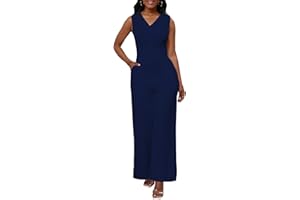 Bdwinz Womens Summer Sleeveless V Neck Jumpsuits Casual One Piece Wide Leg Long Jumpsuits for Women Dressy