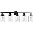 Unicozin Modern Bathroom Light Fixtures, 5 Light Vanity Lights, Black ...