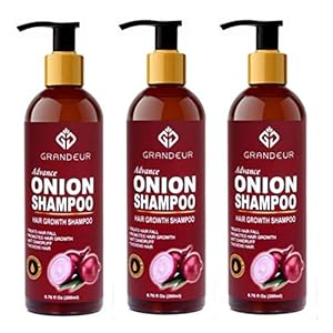 Grandeur (PACK OF 3) Onion Shampoo For Hair Growth & Hair Fall Control With Aloevera, Alkanet Root And Curry Leaf – SLS…