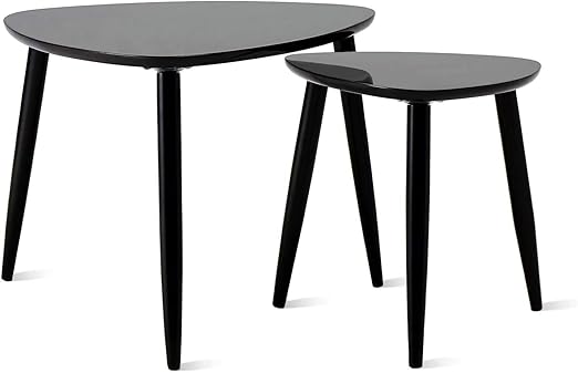 Amazon Com End Table For Living Room Modern Furniture Decor Side Nesting Coffee Table For Office Balcony Easy Assembly Set Of 2 Black Kitchen Dining