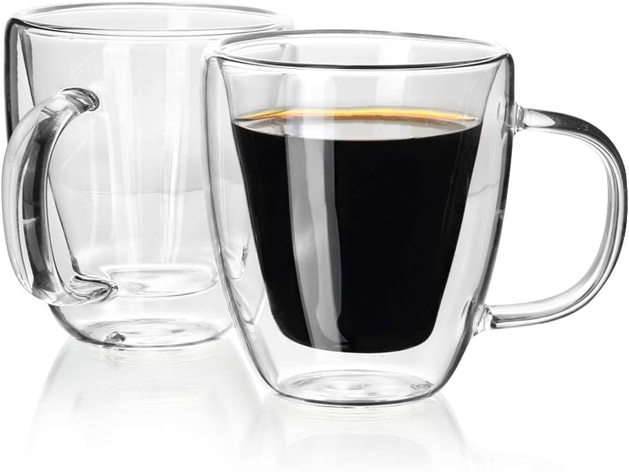 Enindel Double Wall Insulated Glasses Espresso Mugs, Coffee Cup, 5.4 OZ, Set of 2