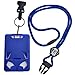 Specialist ID Vertical Top Load Three Card Badge Holder - Hard Plastic with Heavy Duty Breakaway Lanyard w Quick Release Metal Clip & Key Ring (One Holder / 3 Cards Inside) (Royal Blue)