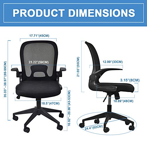 Ipkig Ergonomic Office Chair Home Office Desk Chairs With Wheels And Flip Up Arms Foldable Backrest Mesh Computer Chair With Lumbar Support Black Pricepulse