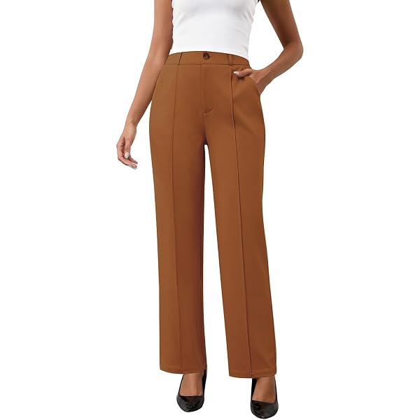 Amazon.com: Uillui Dress Suit Pants for Women Business Casual Straight Leg  Trouser Dressy High Waist Office Work Pant Slacks with Belted Beige :  Clothing, Shoes & Jewelry