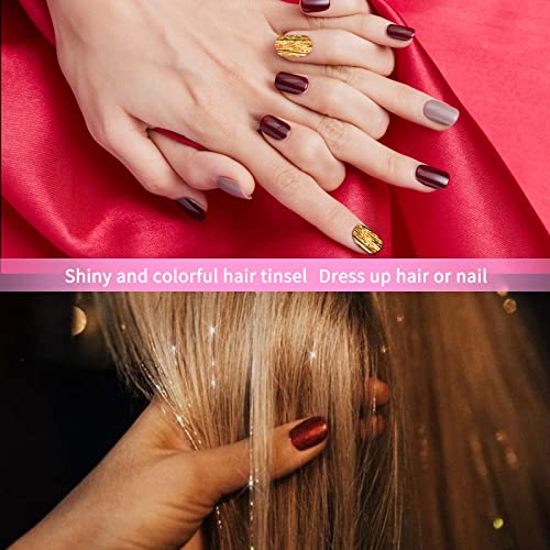 SYGY Hair Tinsel Kit, 13 Colors Tinsel Hair Extensions for Women Girls, Fairy Hair Tinsel Heat Resistant Glitter Sparkling Shiny Colorful Synthetic Hair 2400 Strands 40 Inches