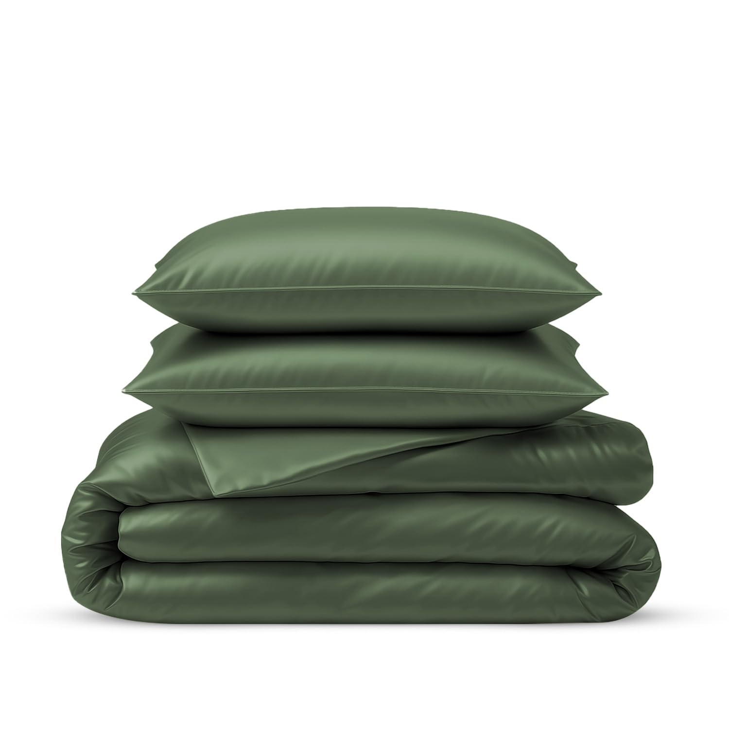 LINENWALAS 100% Natural Bamboo 3-Piece Duvet Cover Set with Zipper and Corner Ties- Softest Cool Bedding Perfect for Skincare (King, Avocado Green)