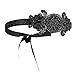 QNPRT 1920s Flapper Headband Roaring 20s Headpiece Downton Abby Beaded Art Deco Black