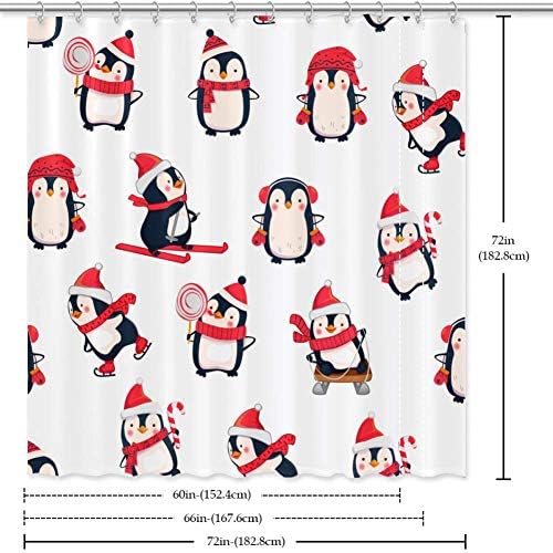 Amazon Royallove かわいい ペンギン イラスト 冬 シャワーカーテン お風呂 浴室カーテン バスカーテン バス用品 目隠し用 風呂カーテン シンプル おしゃれ 取付簡単 ポリエステル 150 180cm シャワーカーテン ホーム キッチン オンライン通販