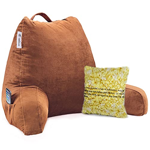 Vekkia Reading & Bed Rest Pillow with Support Arms, Pockets, Memory