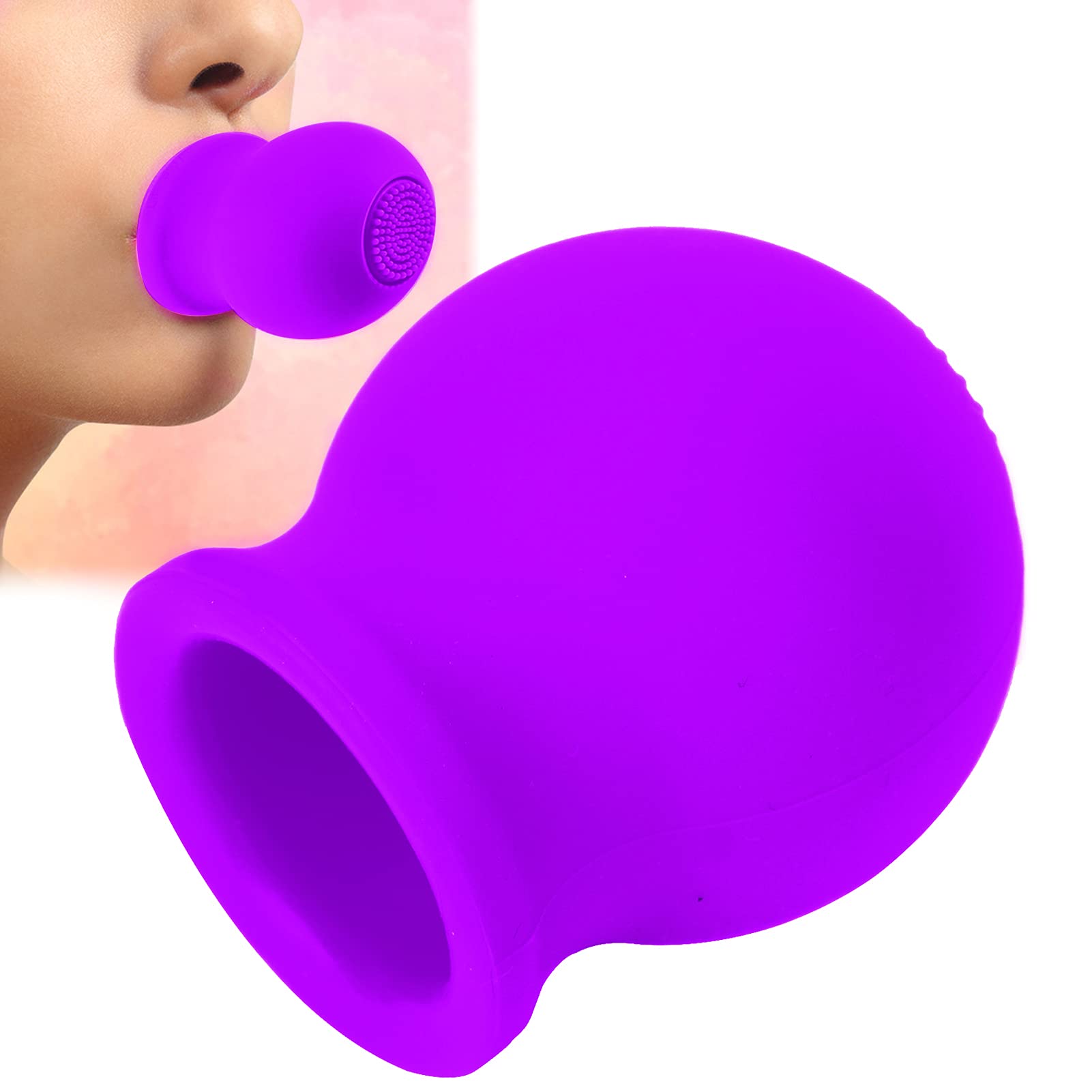 Lip Plumper Device Lips Enhancer Plumper Device Beauty Mouth Quickly Face Clean Massage Silicone Lip Pump With Brush(Purple)