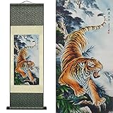 AtfArt Asian Wall Decor Beautiful Silk Scroll