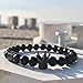 SEVENSTONE 8mm Crown King Charm Bracelet for Men Women Black Matte Onyx Stone Beads