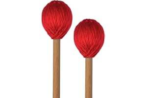 Yolyoo Medium Hard Yarn Head Keyboard Marimba Mallets with Maple Handles,Pack of 2 Blue (Red)