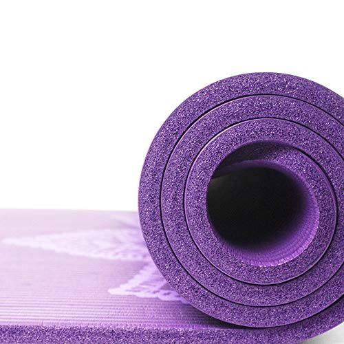 Incline Fit High Density Extra Thick & Long Comfort Foam Exercise Yoga Mat for Pilates, Fitness & Workout with Carrying Strap, 72" x 24" x 1/2", Violet Mandala