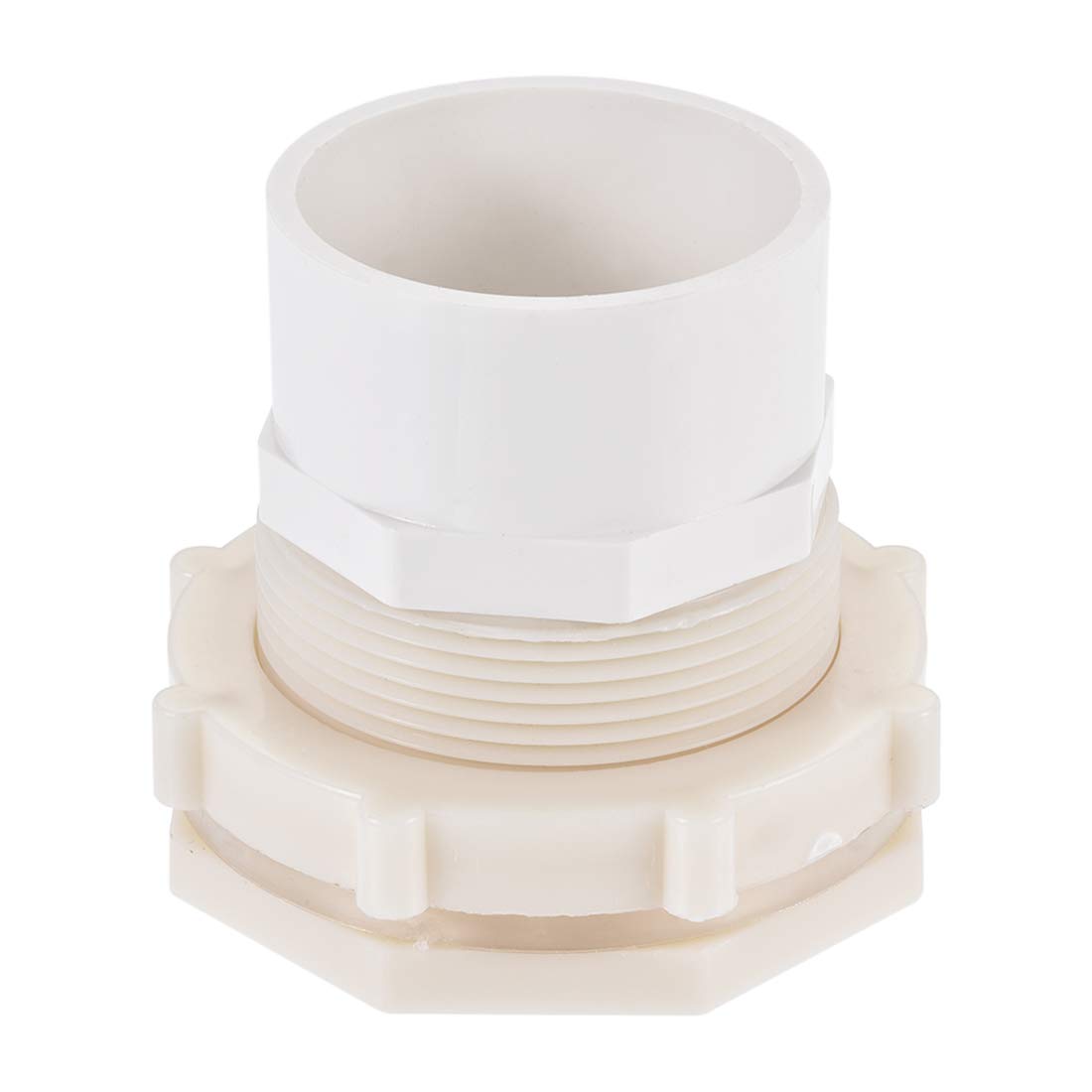 sourcing map Bulkhead Fitting, G2 Female 2.99" Male, Tube Adaptor Fitting, with Silicone Gasket and Pipe Connector, for Water Tanks, PVC, White