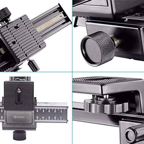 SHOOT 4-Way Macro Focusing Rail Slider pour Close-up de Prise de Vue pour Canon Sony Pentax Nikon Olympus Samsung et…