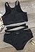 Cupshe Fashion Women's Solid Color High Waist Tank Bikini Set,Black,(XL)