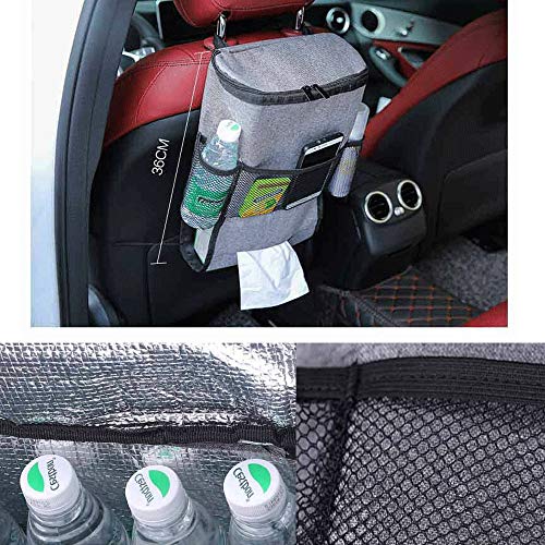 Westspark Car Seat Back Heat Insulation Organizer, Auto Back Seat Hanging Cooler Bag Travel Storage Multi- Pocket Heat-Preservation Insulated Wrap Bottle Bag with Mesh Pockets - Thumbnail 6