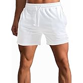 Waghaw Men 5.5/7 Inch Cotton Sweat Shorts Men Cotton Workout Short with Pockets