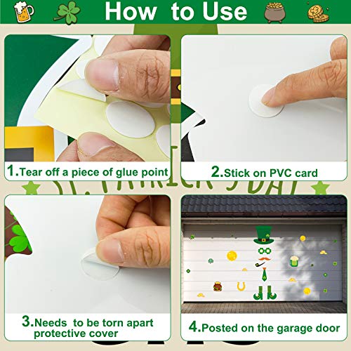 St.Patrick\'s Day Garage Door Decorations-Lrish Clover Green Hat Gold Coins Large Size Reusable PVC Window Clings Stickers Garage Decoration for St Patricks Day Decorations…