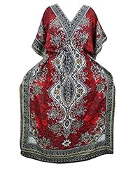 Women's Kaftan Dresses Red Caftan Cover up Dashiki Print XXL