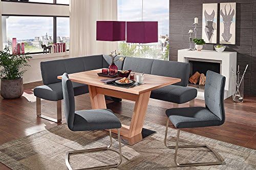 German Furniture Warehouse 4 Piece Dining Set, High End Corner Bench, Safran 200 Breakfast Nook with P120 Dining Table