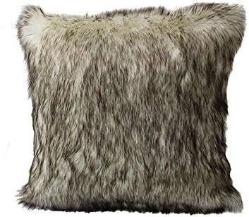 Amazon Com Tundra Wolf Faux Fur Throw Pillow With Filler 18x18