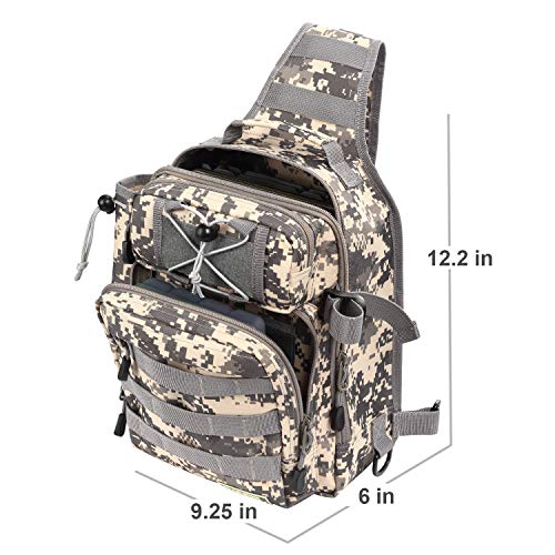 Rodeel Fishing Sling Backpack with Tackle Box, Outdoor Single Shoulder Gear Storage Bag, ACU - Thumbnail 6