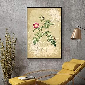 Floating Framed for Living Room Bedroom Retro Flower for