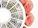 enForten 500Pcs 1.2mm/2mm/3mm Mini Gold And Silver Round Stud Rhinestone Nail Art Decoration w/box