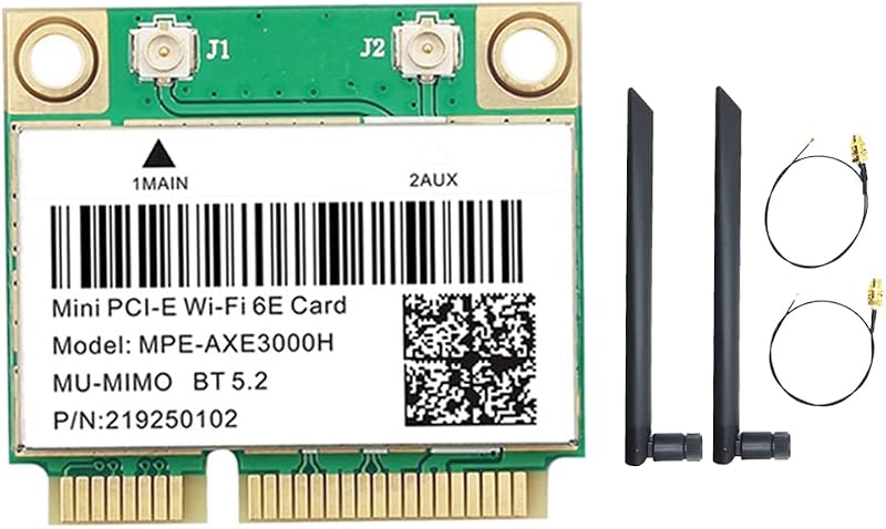 Voragrl AXE3000H WiFi Card WiFi 6E 2400Mbps Mini PCI-E BT 5.2 Dual Antenna 2.4G