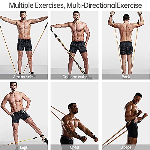 Yarrashop Resistance Bands Set, 12pcs Pull Up Exercise Bands Set Men/Women Home Gym Stretch Training Workout Bands with Handle & Door Anchor & Ankle Straps for Fitness,Yoga, Pilates (100BLS)