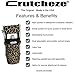 Crutcheze Premium Crutch Bag USA Made - Lightweight Pouch for Crutches with 3 Pockets - Tote Fits Adult & Youth Crutches - Accessories for Underarm Crutches (Leopard)