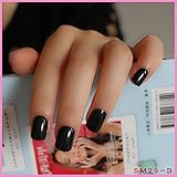 DIY Nail Salon Goods Shine Surface Classic Black 24 Pcs Sweet Carnival Candy Short False Fake Nails Full Tips Finger Nails B